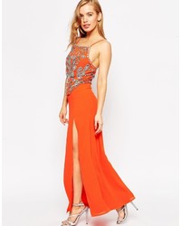 orange verziertes Maxikleid