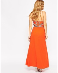 orange verziertes Maxikleid