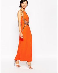 orange verziertes Maxikleid