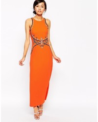 orange verziertes Maxikleid