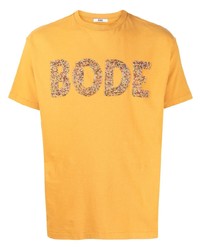 orange verziertes T-Shirt mit einem Rundhalsausschnitt