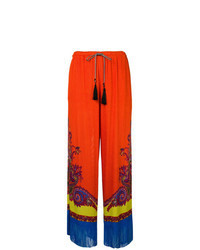 orange weite Hose mit Paisley-Muster