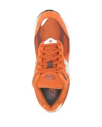 orange Wildleder niedrige Sneakers von New Balance