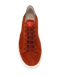 orange Wildleder niedrige Sneakers von Santoni