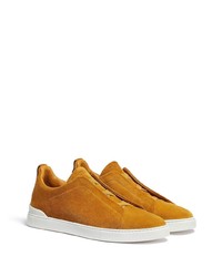 orange Wildleder niedrige Sneakers von Zegna