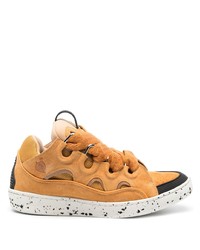 orange Wildleder niedrige Sneakers von Lanvin