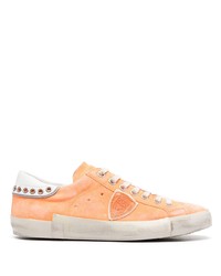 orange Wildleder niedrige Sneakers von Philippe Model Paris