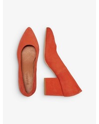 orange Wildleder Pumps von Bianco