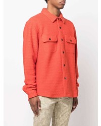 orange Wolllangarmhemd mit Chevron-Muster von Stussy