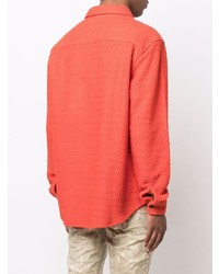 orange Wolllangarmhemd mit Chevron-Muster von Stussy