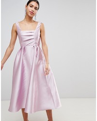 rosa ausgestelltes Kleid aus Satin von ASOS DESIGN