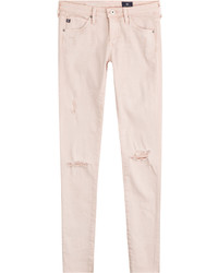 rosa enge Jeans aus Baumwolle mit Destroyed-Effekten