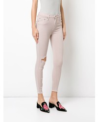 rosa enge Jeans aus Baumwolle mit Destroyed-Effekten von Nobody Denim