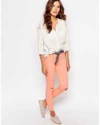 rosa enge Jeans aus Baumwolle von Vila