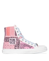 rosa bedruckte hohe Sneakers aus Segeltuch
