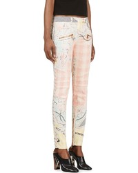 rosa bedruckte Jeans von Balmain