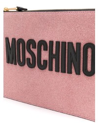 rosa bedruckte Leder Clutch von Moschino
