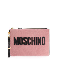 rosa bedruckte Leder Clutch von Moschino