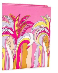 rosa bedruckte Leder Clutch von Emilio Pucci