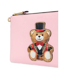 rosa bedruckte Leder Clutch von Moschino