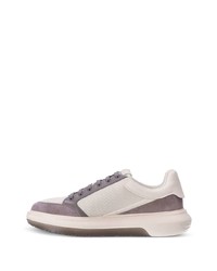 rosa bedruckte Leder niedrige Sneakers von Emporio Armani