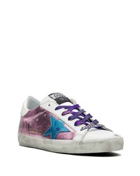 rosa bedruckte Leder niedrige Sneakers von Golden Goose