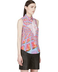 rosa bedruckte Seide Bluse von Peter Pilotto