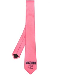 rosa bedruckte Seidekrawatte von Moschino