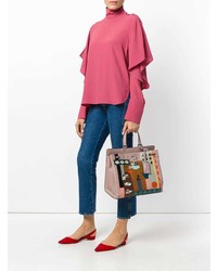 rosa bedruckte Shopper Tasche aus Leder von Valentino