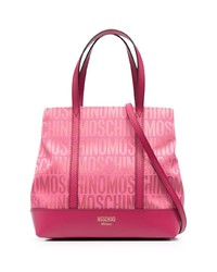 rosa bedruckte Shopper Tasche aus Leder von Moschino