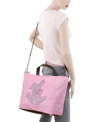 rosa bedruckte Shopper Tasche aus Leder von STUFF MAKER