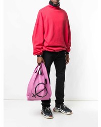 rosa bedruckte Shopper Tasche aus Leder von Balenciaga