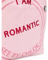 rosa bedruckte Shopper Tasche aus Segeltuch von See by Chloe