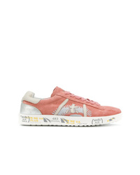 rosa bedruckte Wildleder niedrige Sneakers