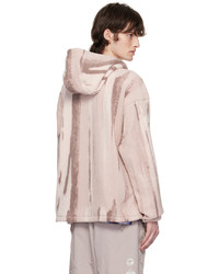 rosa bedruckter Fleece-Pullover mit einem Kapuze von Madhappy