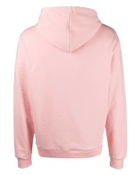 rosa bedruckter Fleece-Pullover mit einem Kapuze von Moschino