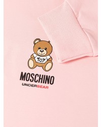 rosa bedruckter Fleece-Pullover mit einem Kapuze von Moschino