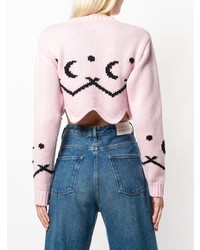 rosa bedruckter kurzer Pullover von Alanui