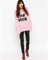 rosa bedruckter Oversize Pullover von Asos