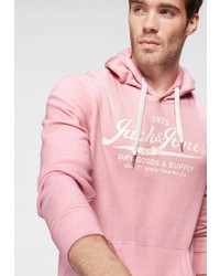 rosa bedruckter Pullover mit einem Kapuze von Jack & Jones