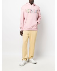 rosa bedruckter Pullover mit einem Kapuze von Moschino