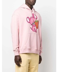 rosa bedruckter Pullover mit einem Kapuze von Moschino