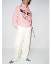 rosa bedruckter Pullover mit einem Kapuze von Moschino