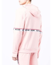 rosa bedruckter Pullover mit einem Kapuze von Moschino