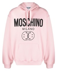 rosa bedruckter Pullover mit einem Kapuze von Moschino