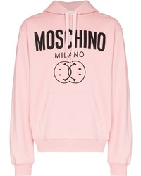 rosa bedruckter Pullover mit einem Kapuze von Moschino