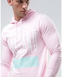 rosa bedruckter Pullover mit einem Kapuze von Asos