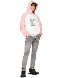 rosa bedruckter Pullover mit einem Kapuze von We11done