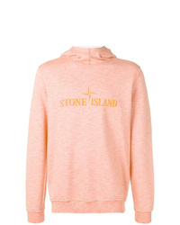 rosa bedruckter Pullover mit einem Kapuze von Stone Island