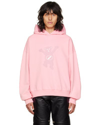 rosa bedruckter Pullover mit einem Kapuze von We11done